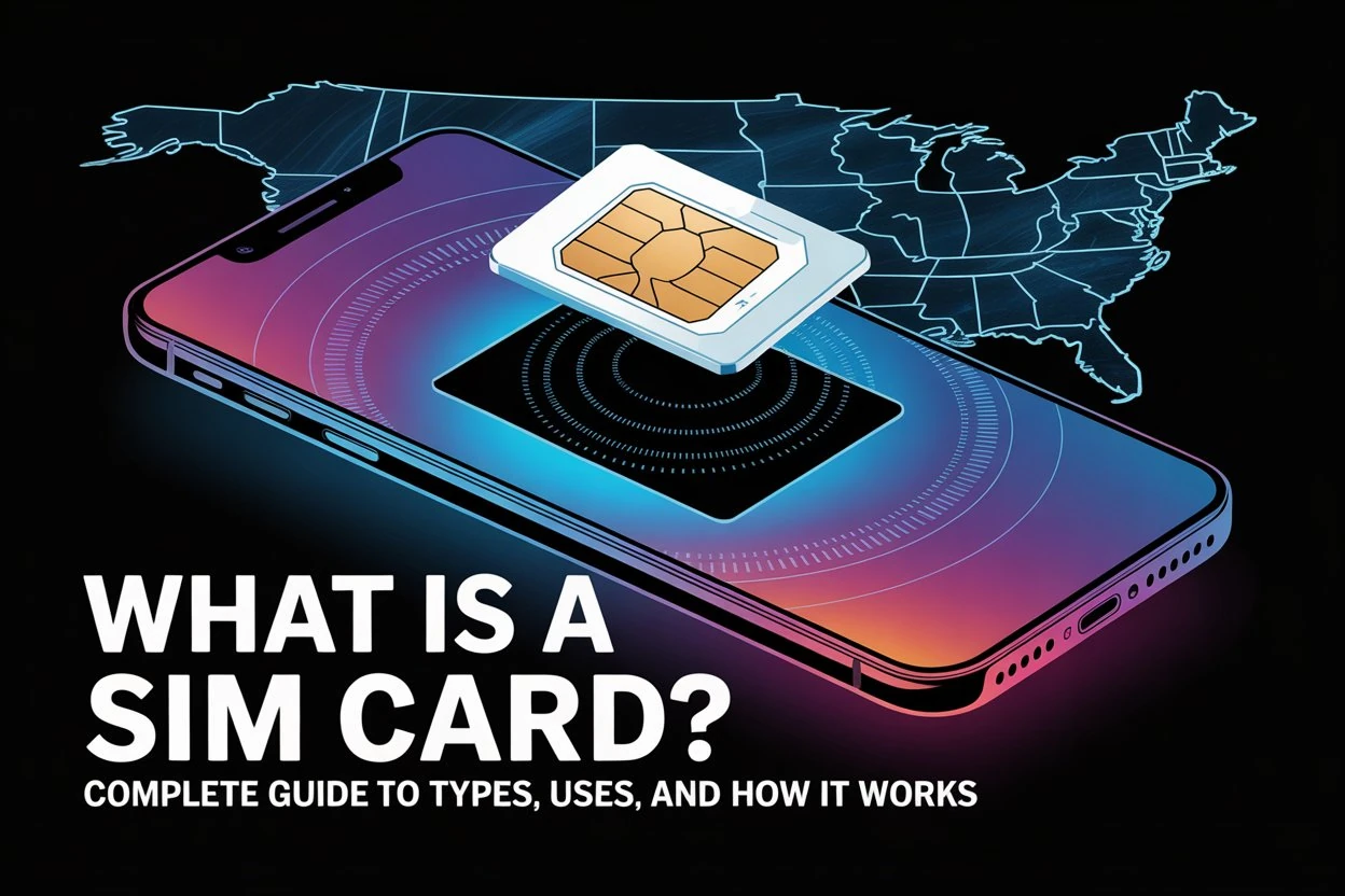 Modern smartphone with SIM card showing digital network connections